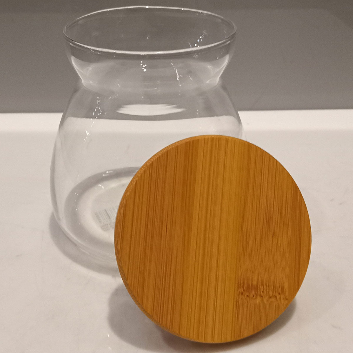 Pote de Armazenamento Home&Co 650ml Borossilicato Transparente com Tampa de Bambu