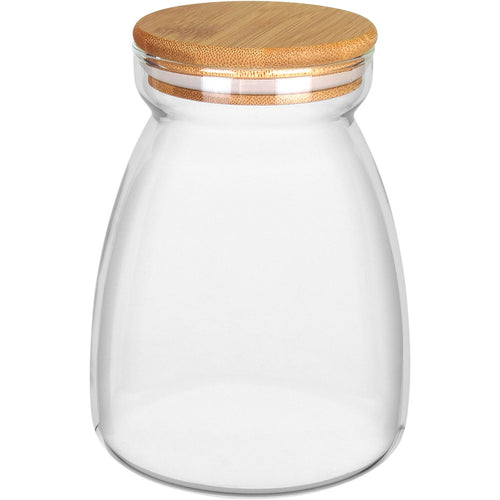 Pote de Vidro Borossilicato Home&Co 1,1L Transparente com Tampa de Bambu