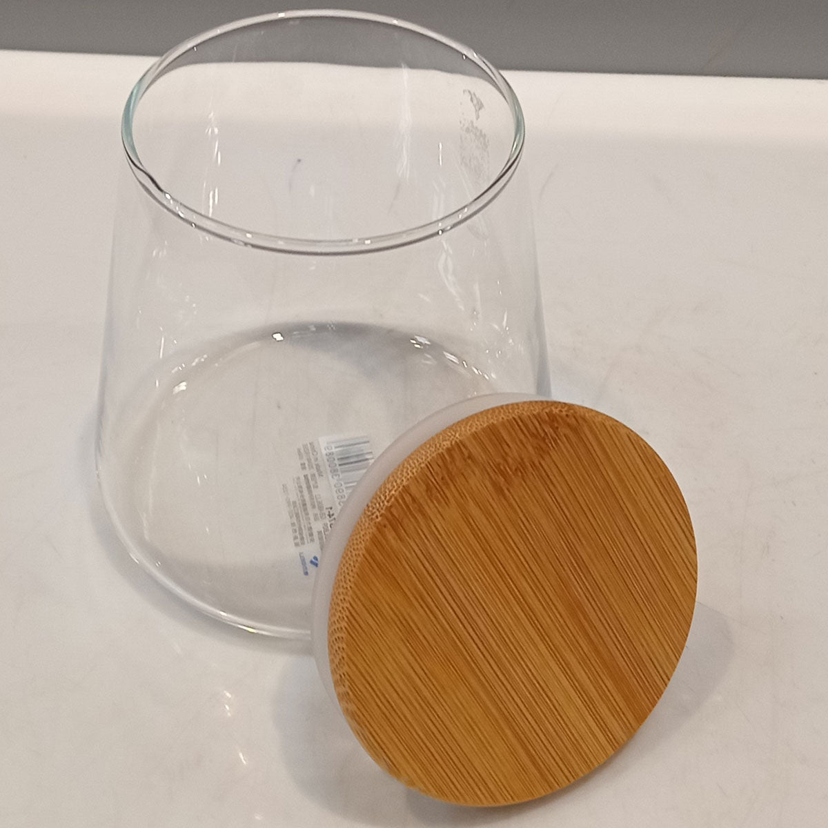 Pote de Armazenamento Home&Co 550ml Borossilicato Transparente com Tampa de Bambu