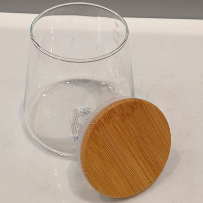 Pote de Armazenamento Home&Co 550ml Borossilicato Transparente com Tampa de Bambu
