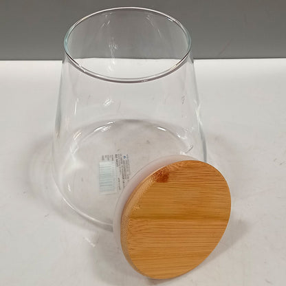Pote de Armazenamento Home&Co 750ml Borossilicato Transparente com Tampa de Bambu