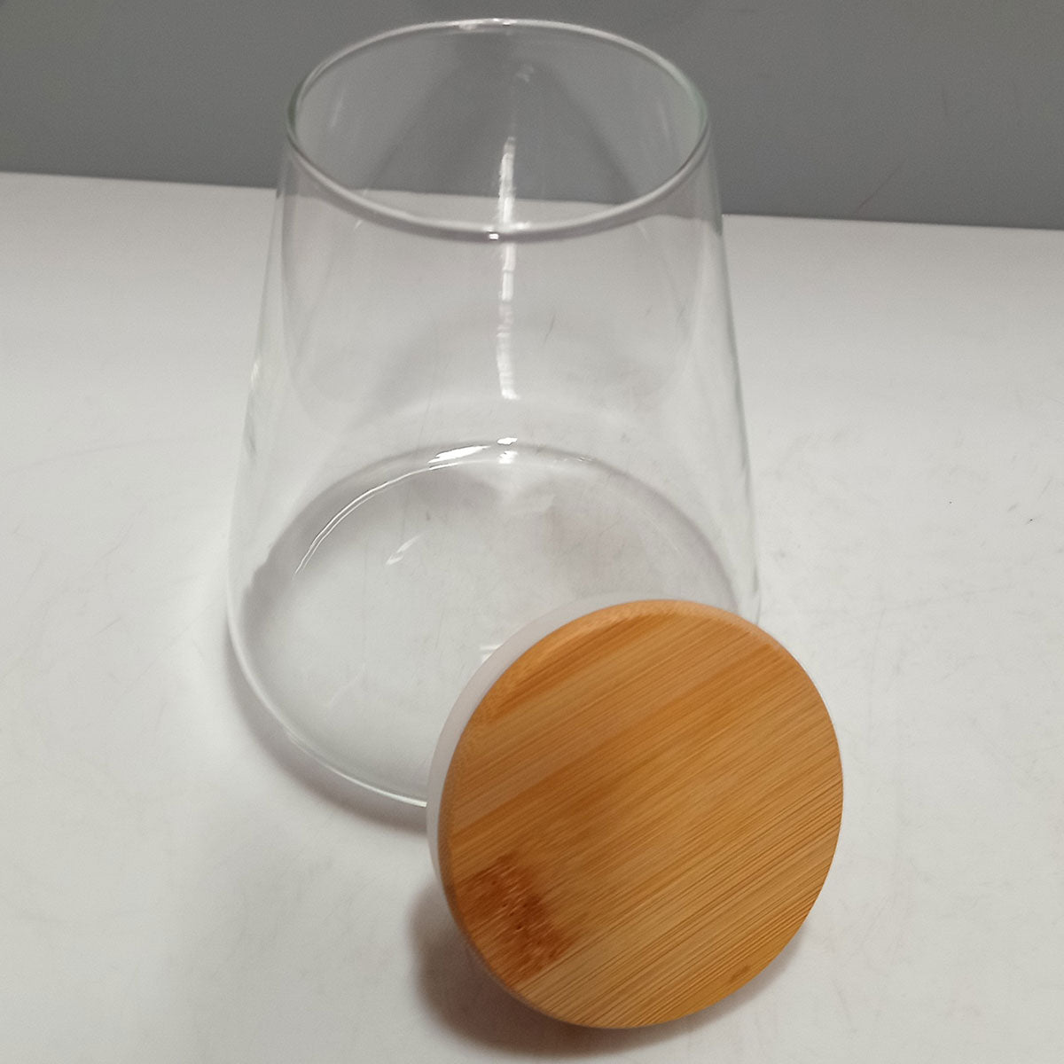 Pote de Armazenamento Home&Co 950ml Borossilicato com Tampa de Bambu Transparente