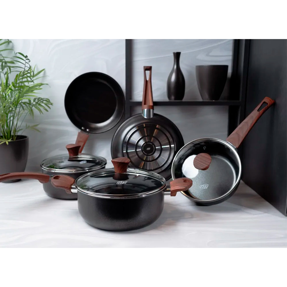 Jogo de Panelas Antiaderente Cerâmico Preto MTA 5 Peças