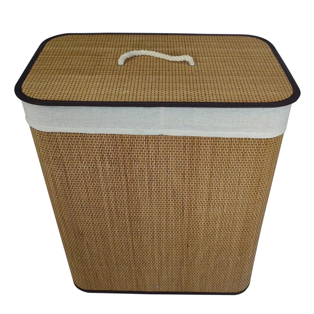 Cesto de Roupa com Tampa e Alça de Bambu Tuut Nature 40L