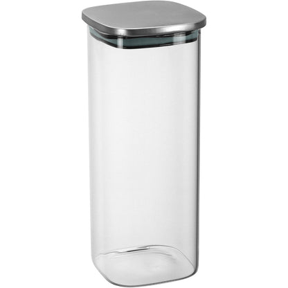 Pote Quadrado Borossilicato 1,8L Home&Co com Tampa Inox 26x10x10cm