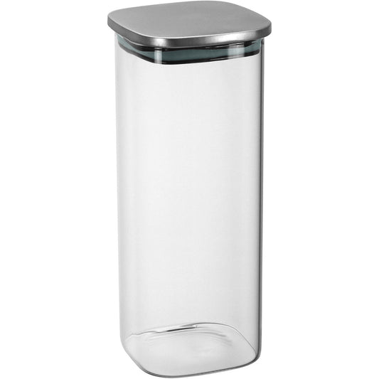 Pote Quadrado Borossilicato 1,8L Home&Co com Tampa Inox 26x10x10cm