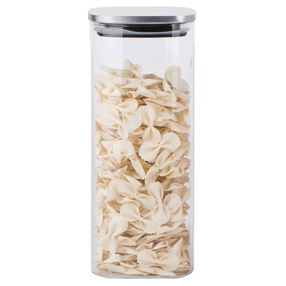 Pote Quadrado Borossilicato 1,8L Home&Co com Tampa Inox 26x10x10cm