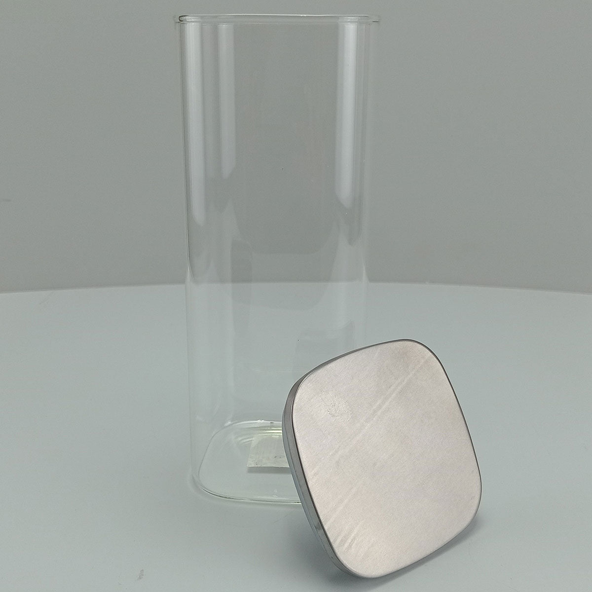 Pote Quadrado Borossilicato 1,8L Home&Co com Tampa Inox 26x10x10cm