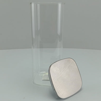 Pote Quadrado Borossilicato 1,8L Home&Co com Tampa Inox 26x10x10cm