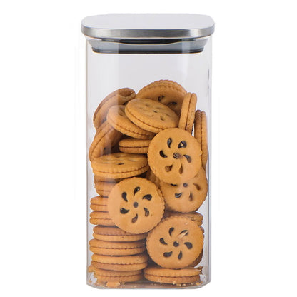 Pote Quadrado Borossilicato com Tampa Inox 1,5L Transparente Home&Co