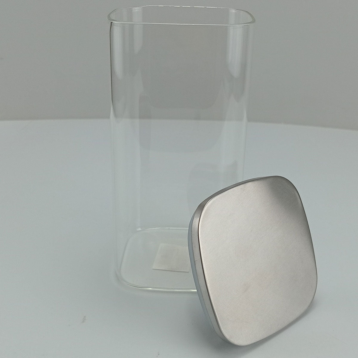 Pote Quadrado Borossilicato com Tampa Inox 1,5L Transparente Home&Co