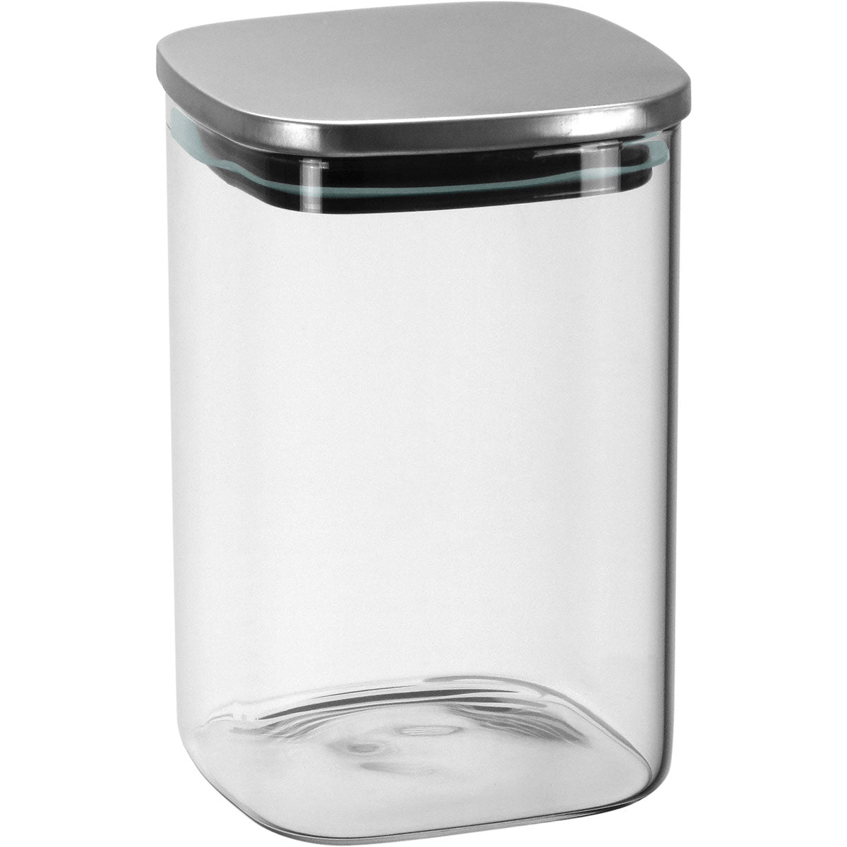 Pote Quadrado Borossilicato 1L Home&Co com Tampa Inox 15x10cm Transparente