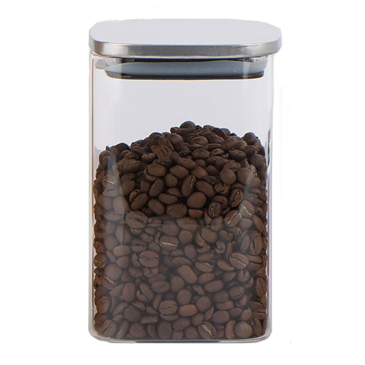 Pote Quadrado Borossilicato 1L Home&Co com Tampa Inox 15x10cm Transparente