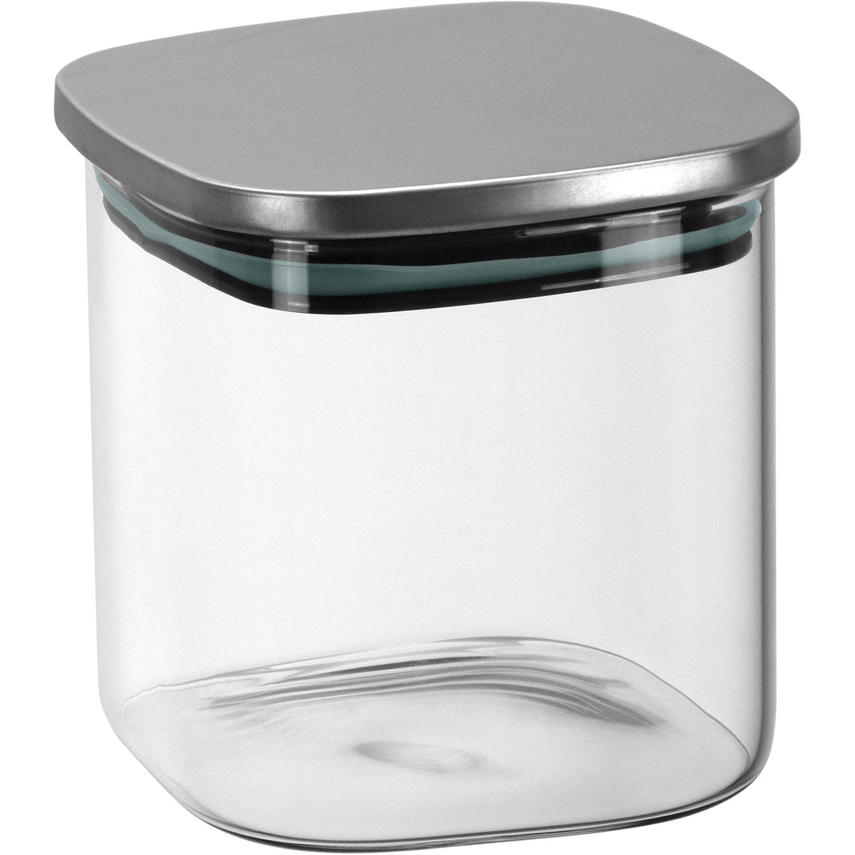 Pote Quadrado Transparente 600ml Home&Co Borossilicato com Tampa Inox