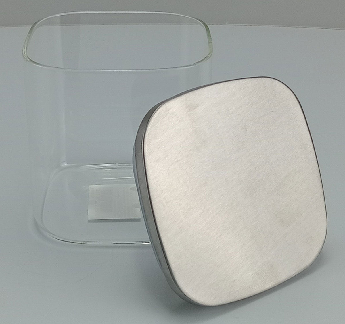 Pote Quadrado Transparente 600ml Home&Co Borossilicato com Tampa Inox