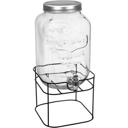 Refresqueira de Vidro Transparente 8L com Suporte de Metal Home&Co 45x21cm