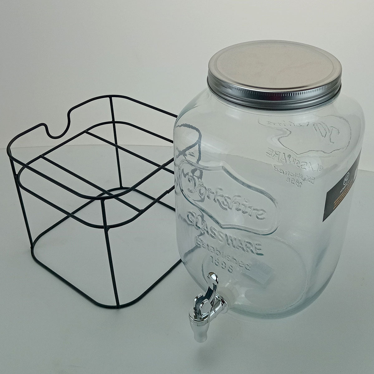 Refresqueira de Vidro Transparente 8L com Suporte de Metal Home&Co 45x21cm