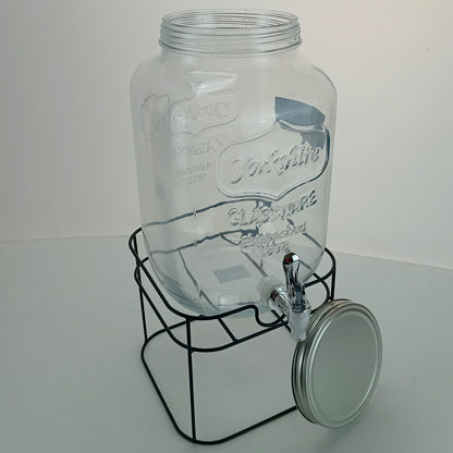 Refresqueira de Vidro Transparente 8L com Suporte de Metal Home&Co 45x21cm