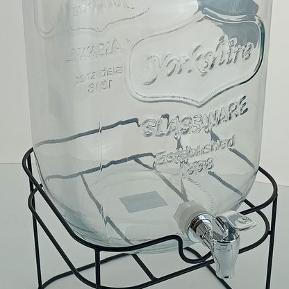 Refresqueira de Vidro Transparente 8L com Suporte de Metal Home&Co 45x21cm