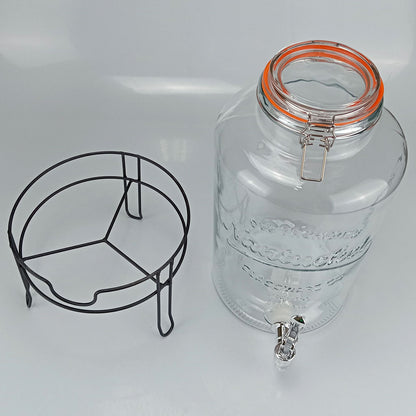 Refresqueira de Vidro 8L Home&Co com Suporte Metal Transparente 47x25cm