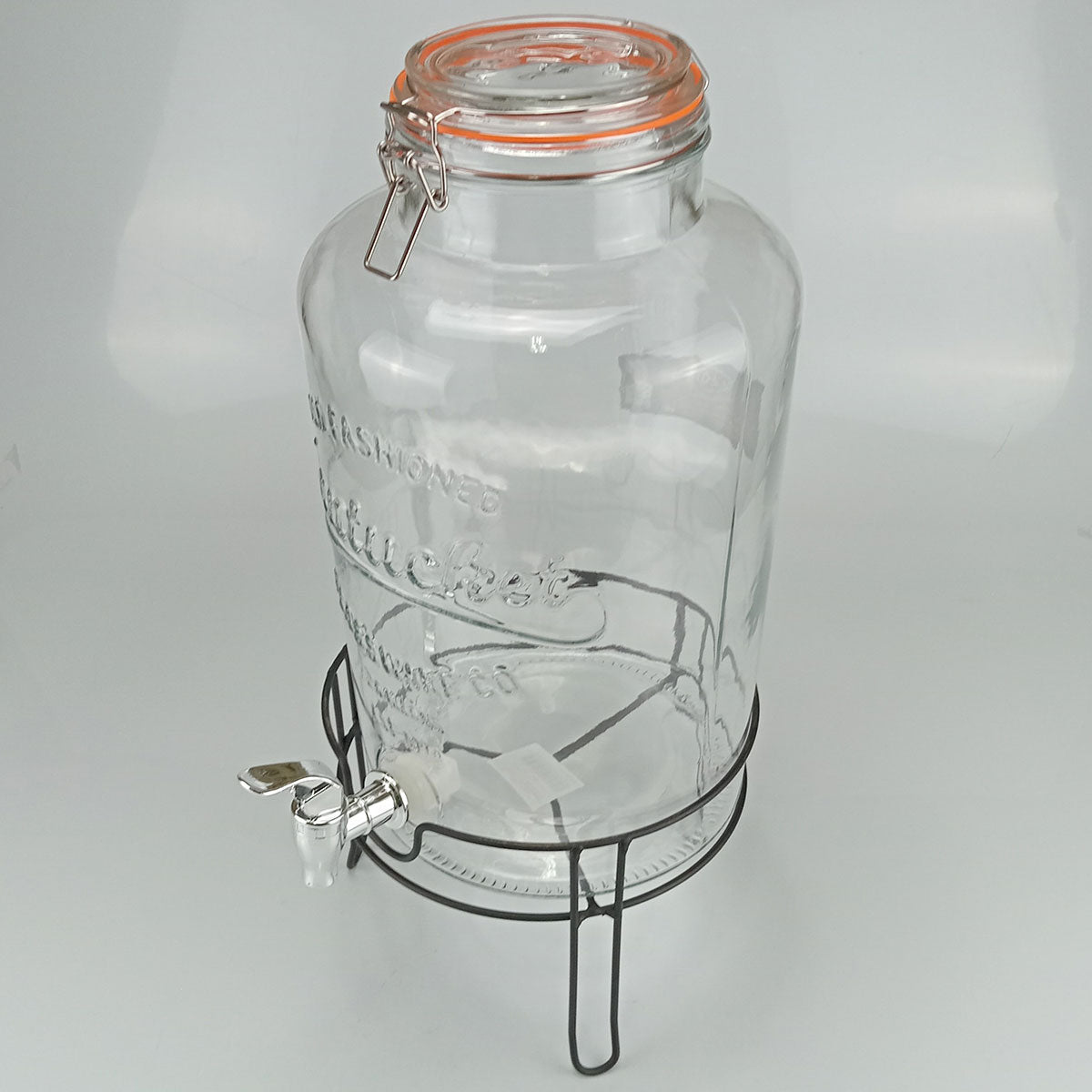 Refresqueira de Vidro 8L Home&Co com Suporte Metal Transparente 47x25cm