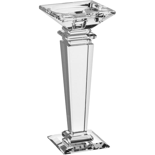 Castiçal de Cristal Transparente 22x9cm Elegante para Decoração