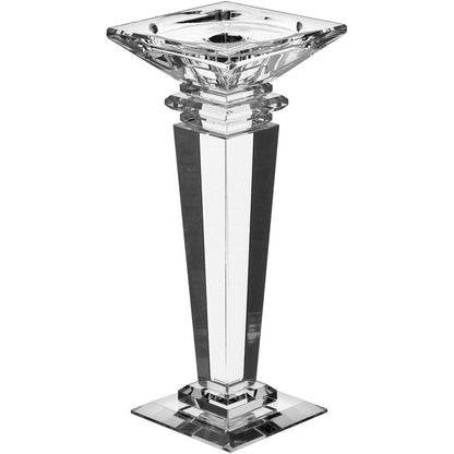 Castiçal de Cristal Transparente 22x9cm Elegante para Decoração