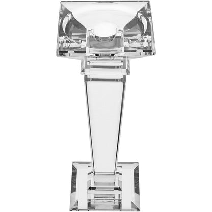 Castiçal de Cristal Transparente 22x9cm Elegante para Decoração