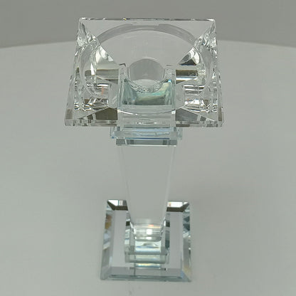 Castiçal de Cristal Transparente 22x9cm Elegante para Decoração
