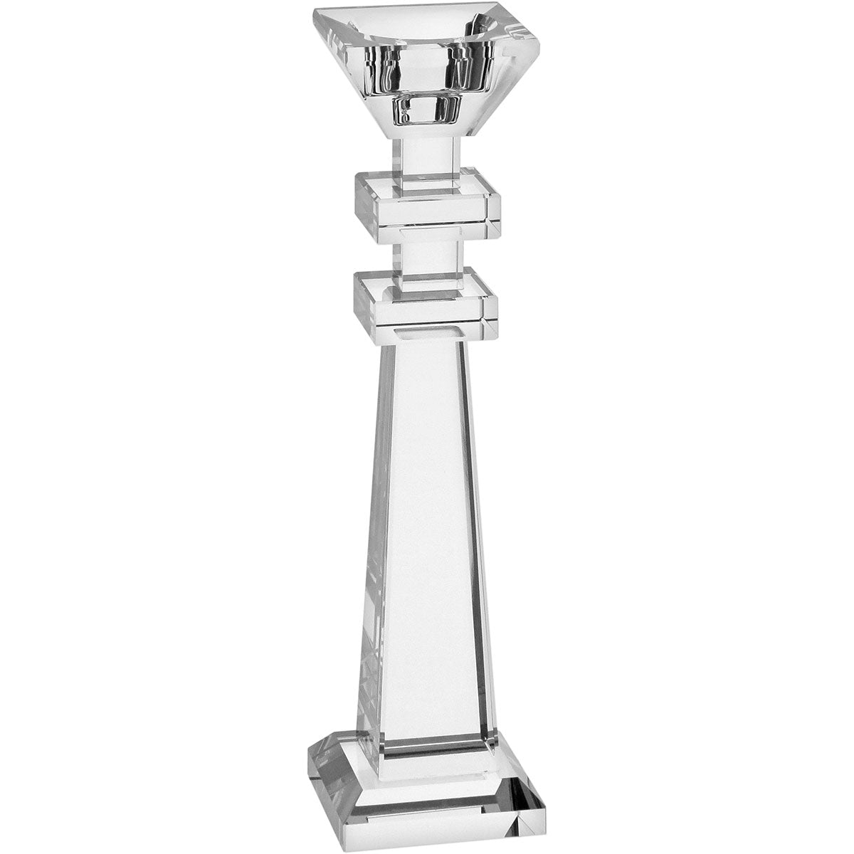 Castiçal de Cristal Transparente 27cm Vidro 7x7cm Elegante