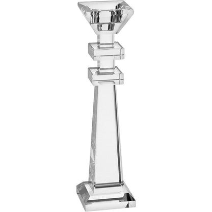 Castiçal de Cristal Transparente 27cm Vidro 7x7cm Elegante