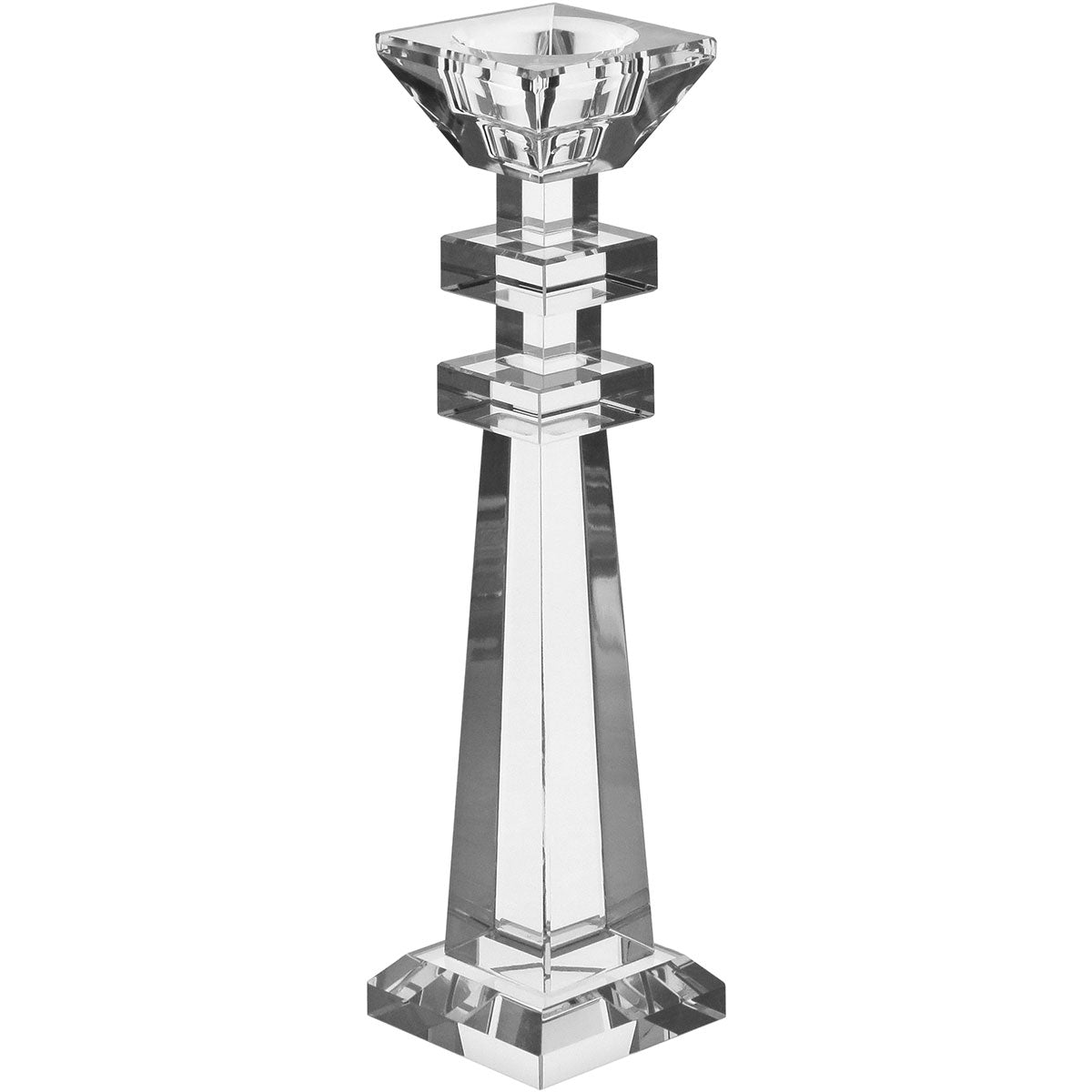 Castiçal de Cristal Transparente 27cm Vidro 7x7cm Elegante