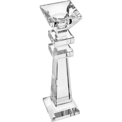 Castiçal de Cristal Transparente 27cm Vidro 7x7cm Elegante