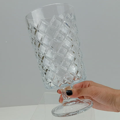 Vaso Redondo Home&co Com Pé Vidro 23x11x11cm Transparente