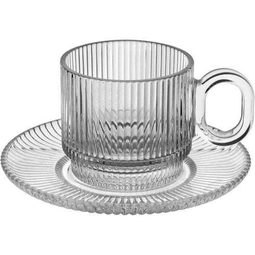 Conjunto 6 Xícaras de Chá com Pires Home&Co Vidro 170ml Transparente