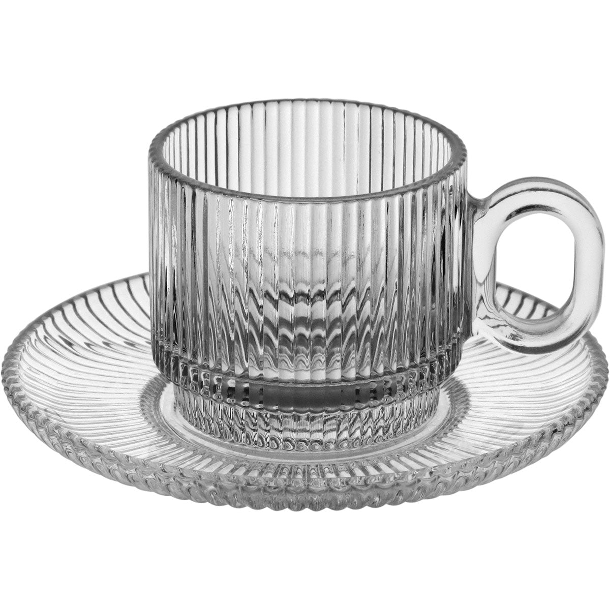 Conjunto 6 Xícaras de Café com Pires Home&Co Vidro Transparente 90ml