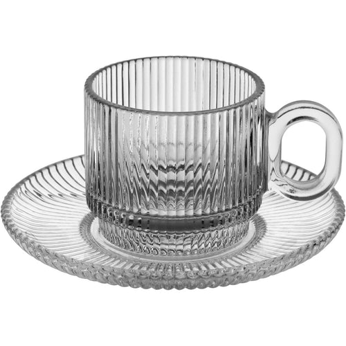 Conjunto 6 Xícaras de Café com Pires Home&Co Vidro Transparente 90ml