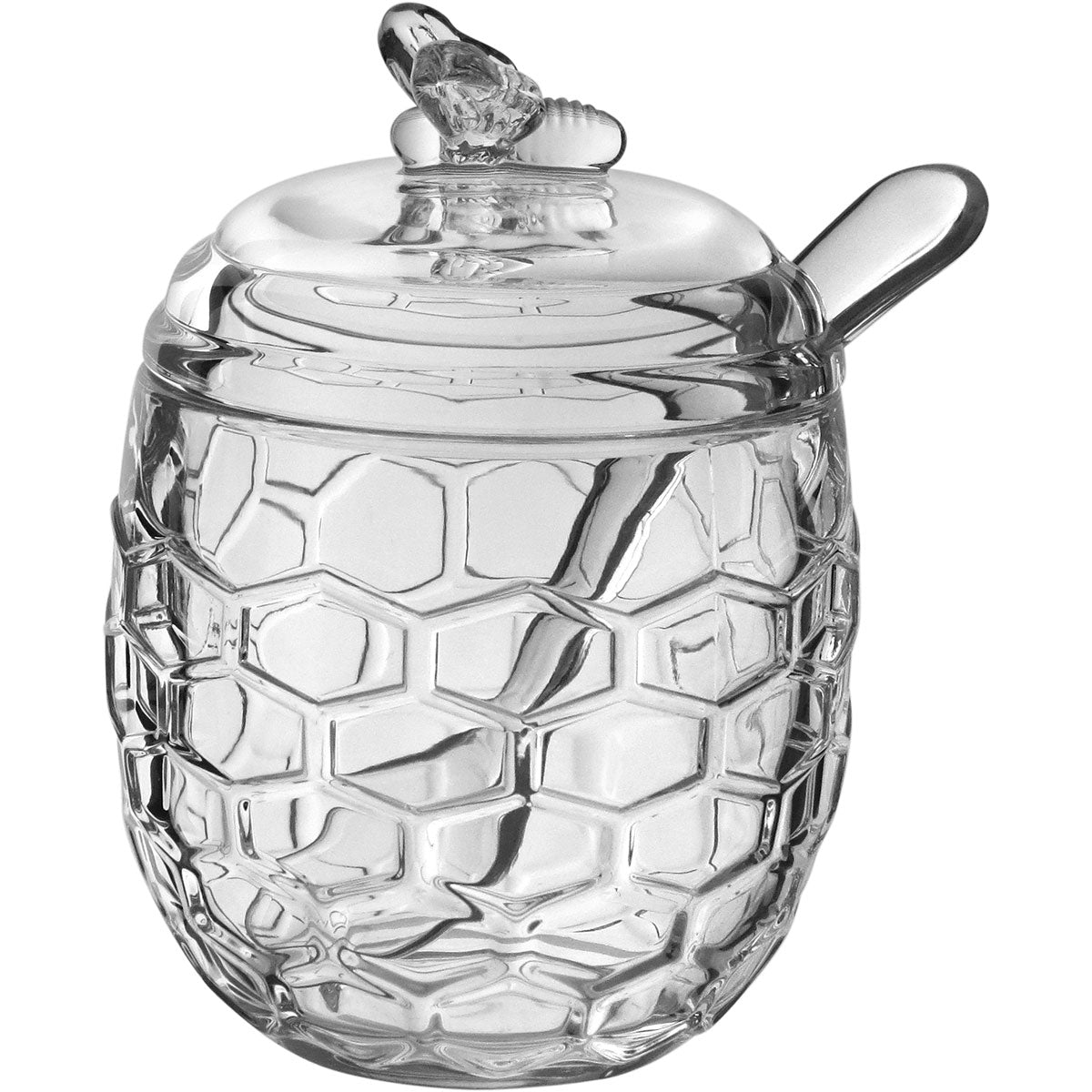 Meleira com Tampa Home&Co 11,2cm Vidro Transparente e Colher Acrílico