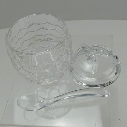 Meleira com Tampa Home&Co 11,2cm Vidro Transparente e Colher Acrílico