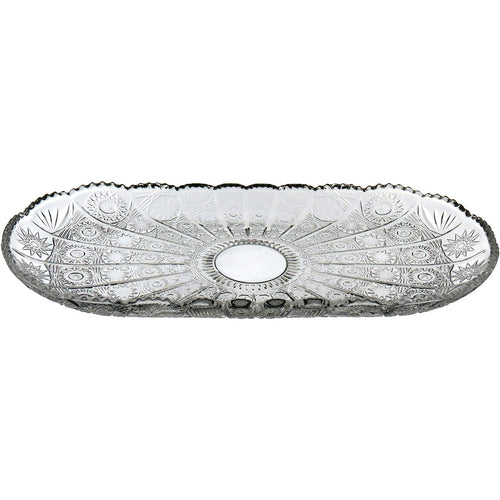 Prato de Bolo Oval Transparente Home&Co Eco Crystal 33x15cm Vidro
