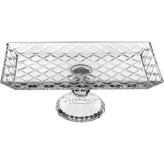 Prato de Bolo Retangular Home&Co em Vidro Transparente 12x32cm