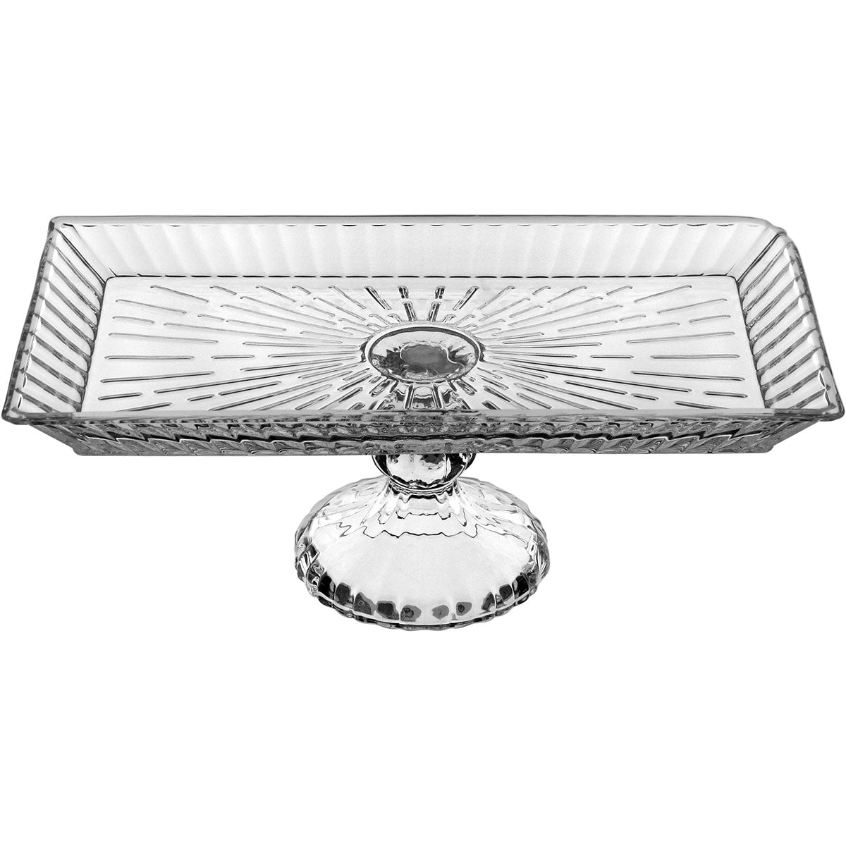 Prato de Bolo Retangular Home&Co 12x32cm Vidro Transparente