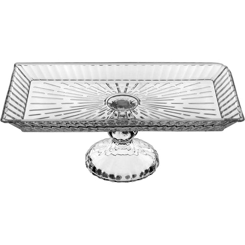 Prato de Bolo Retangular Home&Co 12x32cm Vidro Transparente