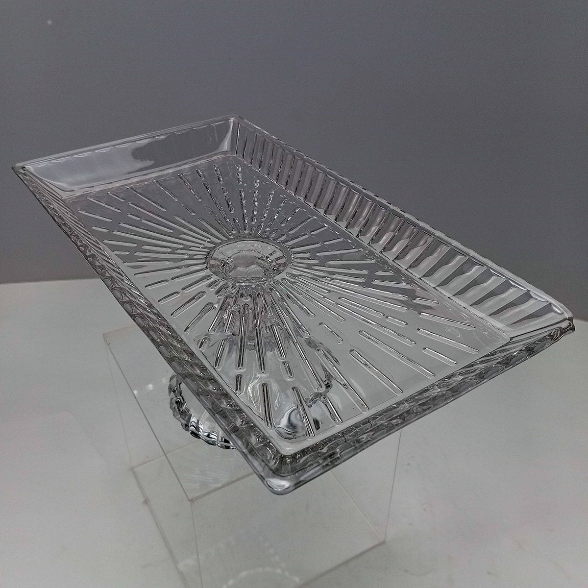 Prato de Bolo Retangular Home&Co 12x32cm Vidro Transparente