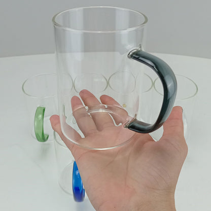 Caneca Transparente Borossilicato Home&Co 450ml Alça Colorida