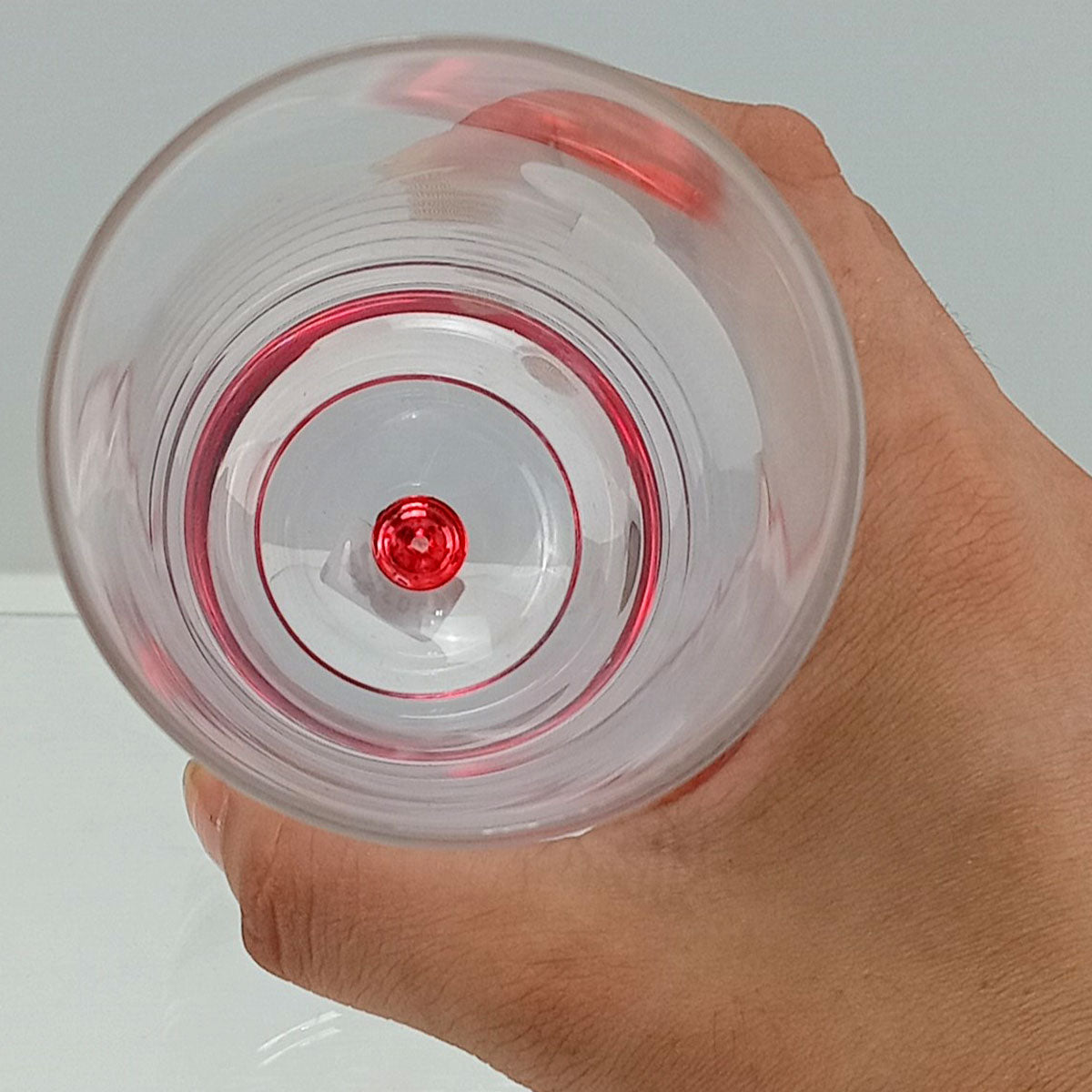 Copo Alto Home&Co Esfera Vermelha 450ml Vidro Transparente 15x7cm