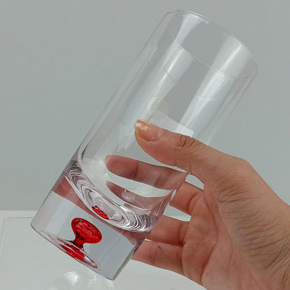 Copo Alto Home&Co Esfera Vermelha 450ml Vidro Transparente 15x7cm