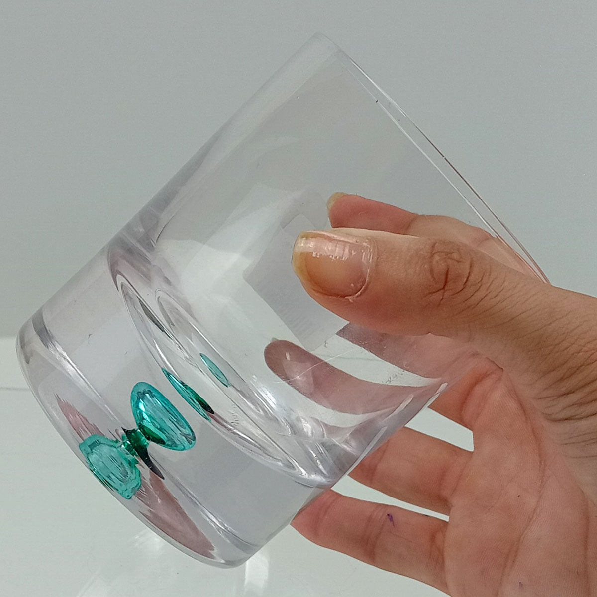 Copo Baixo Home&Co Esfera Verde 300ml Vidro Transparente 9,9cm