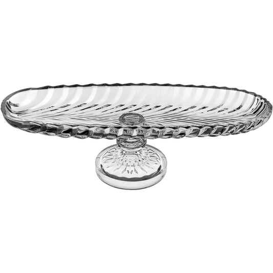 Prato de Bolo Oval Home&Co 39cm Vidro Transparente com Pé Eco Crystal