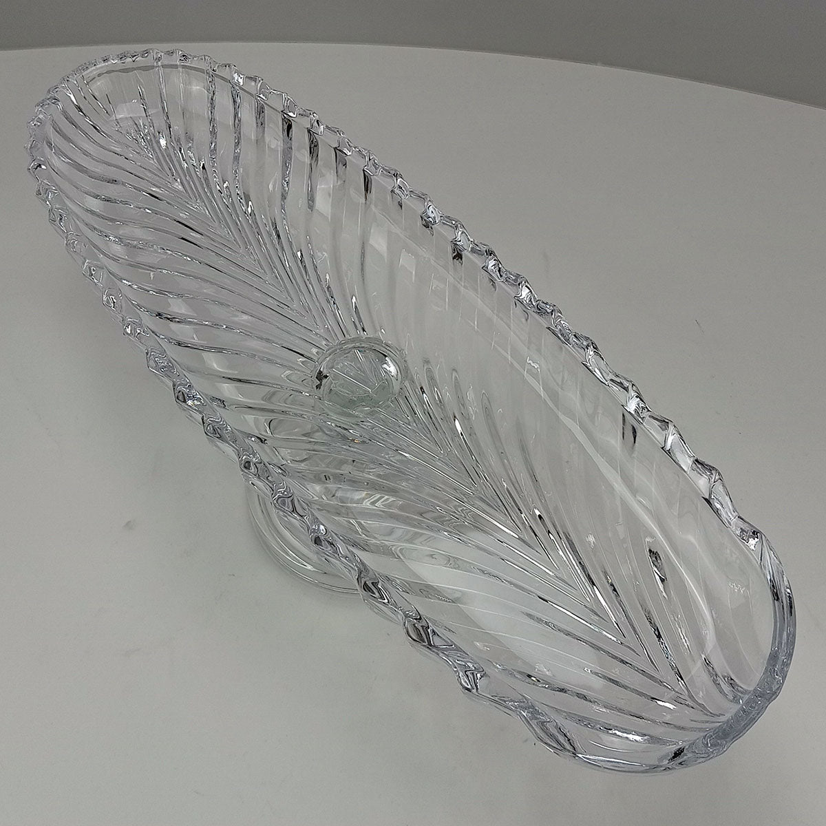 Prato de Bolo Oval Home&Co 39cm Vidro Transparente com Pé Eco Crystal